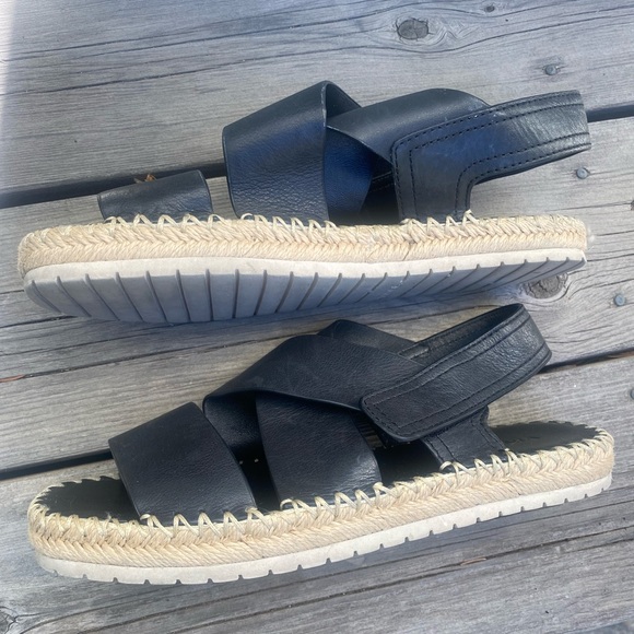 Vince Leather Espadrilles Size 9 Black - EUC- gorgeous and comfy - Picture 6 of 12